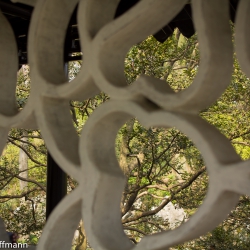 Ornament in einem Pavillon im Garten des bescheidenen Beamten in Suzhou